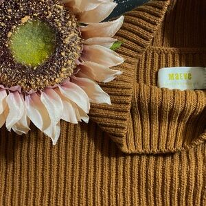 Maeve Caramel Ribbed Knit Top